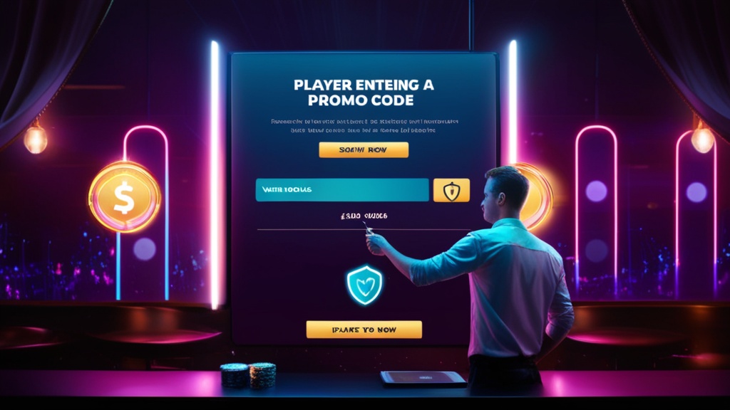 Casino player entering a promo code on a secure bonus screen