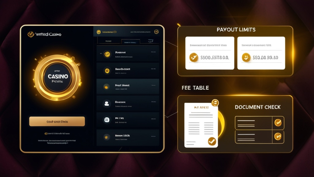 Verification and payout limits dashboard beside a casino account