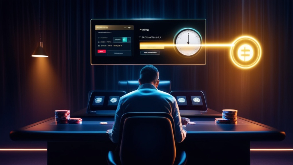 Player watching a pending withdrawal timer in a dark casino